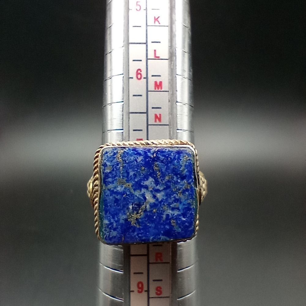 Caveman handcrafted lapis and sterling silver ring size 8 R252 - Picture 5 of 8